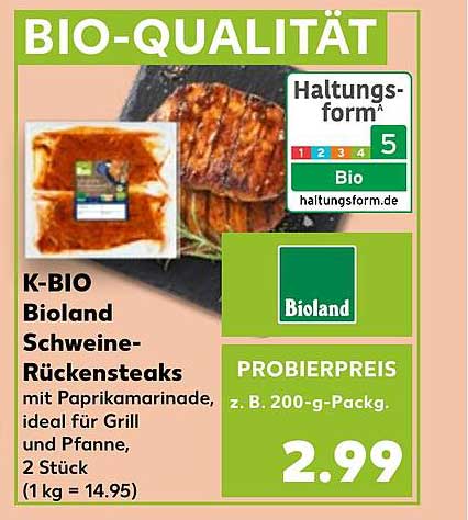 K-BIO Bioland Schweine-Rückensteaks mit Paprikamarinade
