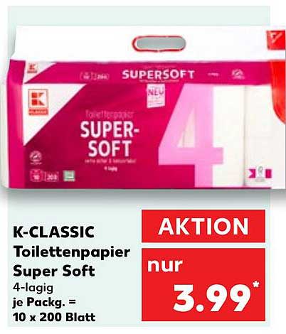 K-CLASSIC Toilettenpapier Super Soft 4-lagig
