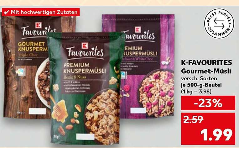 K-Favourites Gourmet-Müsli - Verschiedene Sorten je 500-g-Beutel
