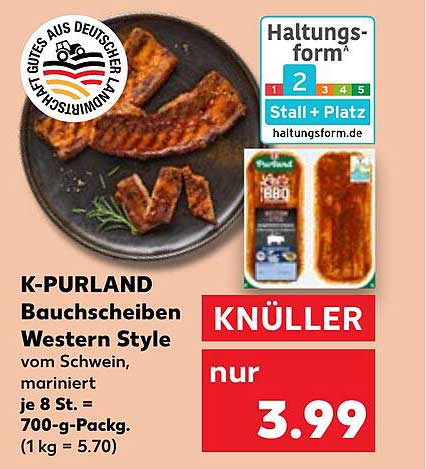 K-PURLAND Bauchschnitten Western Style vom Schwein, mariniert
