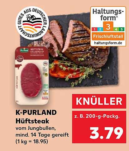 K-PURLAND Hüftsteak vom Jungbullen, mind. 14 Tage gereift