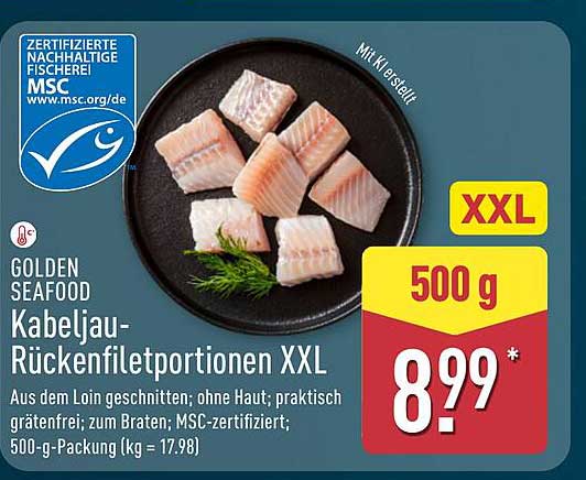 Kabeljau-Rückenfiletportionen XXL - 500 g
