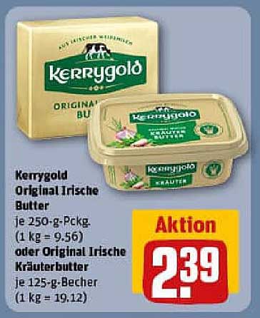 Kerrygold Original Irische Butter 250 g oder Kräuterbutter 125 g