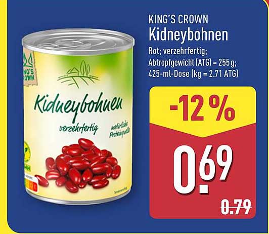 KING'S CROWN Kidneybohnen, rot, verzehrfertig, 425 ml