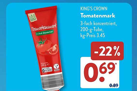 KING'S CROWN Tomatenmark 3-fach konzentriert, 200-g-Tube