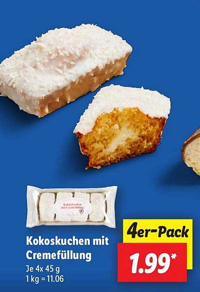 Kokoskuchen mit Cremefüllung 4er-Pack