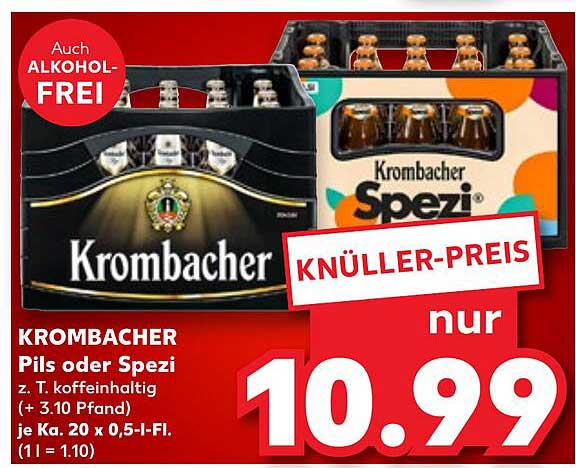 Krombacher Pils oder Spezi - 20 x 0,5-Liter-Flasche
