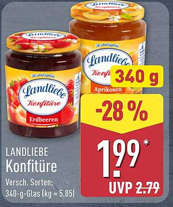 LANDLIEBE Konfitüre 340 g - Erdbeeren und Aprikosen