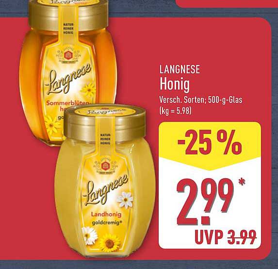 LANGNESE Honig – Verschiedene Sorten, 500-g-Glas