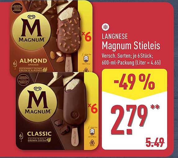 LANGNESE Magnum Stieleis - verschiedene Sorten, je 6 Stück