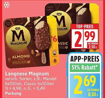 Langnese Magnum – verschiedene Sorten, z.B. Mandel 6x100ml oder Classic 6x100ml