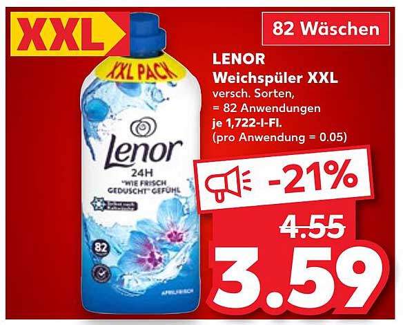 LENOR Weichspüler XXL 82 Wäschen zum Aktionspreis