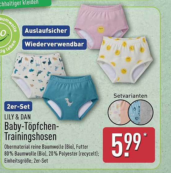 LILY & DAN Baby-Töpfchen-Trainingshosen 2er-Set