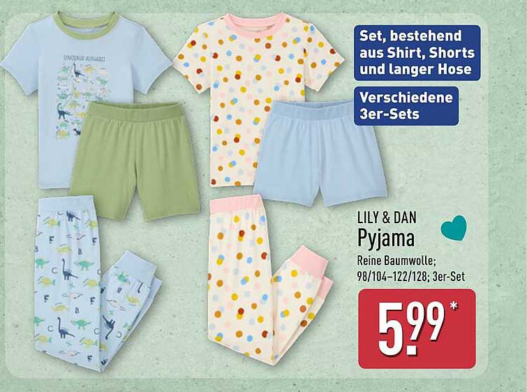 LILY & DAN Pyjama 3er-Set in verschiedenen Designs