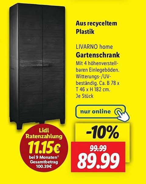 LIVARNO home Gartenschrank aus recyceltem Plastik
