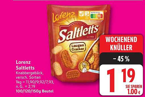 Lorenz Saltletts Knabbergebäck, verschiedene Sorten