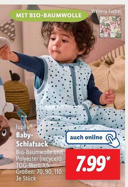 lupilu® Baby-Schlafsack mit Bio-Baumwolle