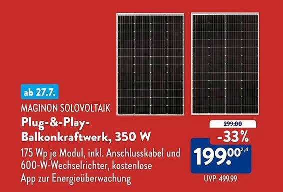 MAGINON Solovoltik Plug-&-Play-Balkonkraftwerk, 350 W