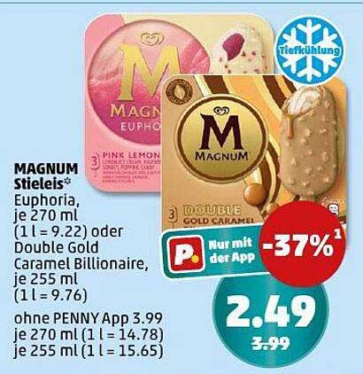MAGNUM Stieleis Euphoria & Double Gold Caramel Billionaire