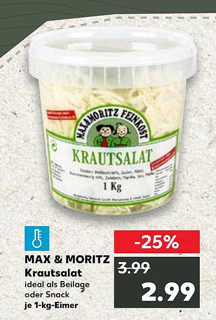 MAX & MORITZ Krautsalat 1 kg - Ideal als Beilage oder Snack