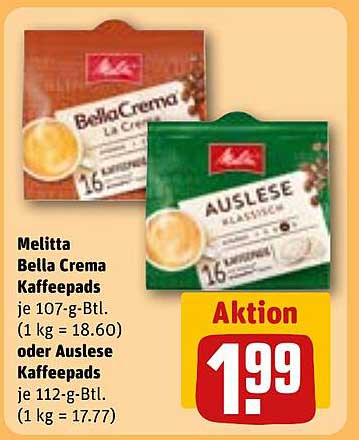 Melitta Bella Crema oder Auslese Kaffeepads – nur 1,99 €