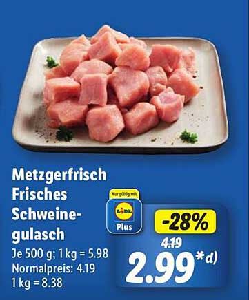 Metzgerfrisch Frisches Schweinegulasch