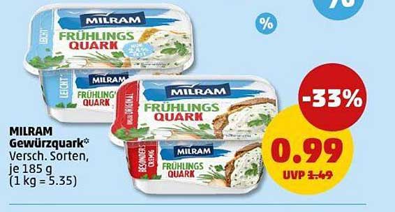 MILRAM Frühlings Quark - Verschiedene Sorten, 185 g