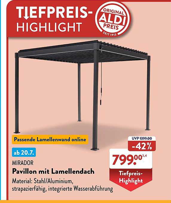 Mirador Pavillon mit Lamellendach