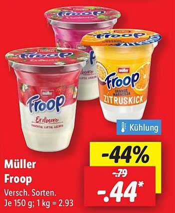 Müller Froop – Verschiedene Sorten