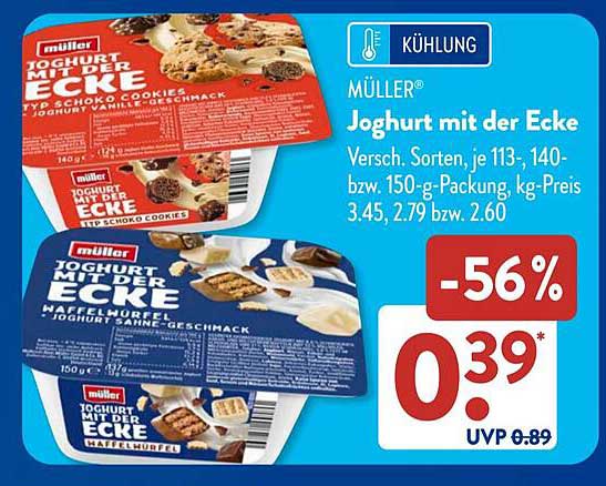 Müller Joghurt mit der Ecke - Verschiedene Sorten