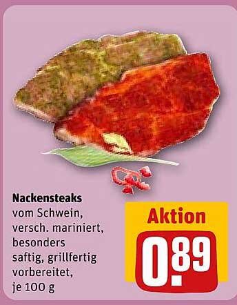 Nackensteaks vom Schwein, verschieden mariniert, besonders saftig, grillfertig vorbereitet