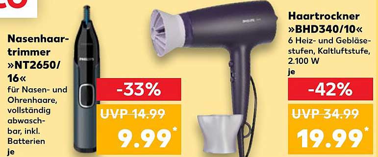 Nasenhaar-Trimmer »NT2650/16« und Haartrockner »BHD340/10«