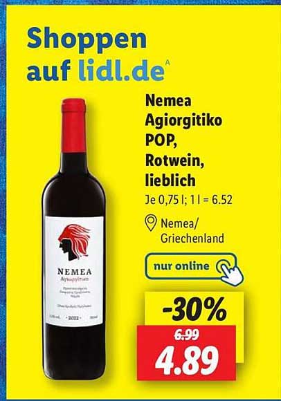 Nemea Agiorgitiko POP, Rotwein, lieblich
