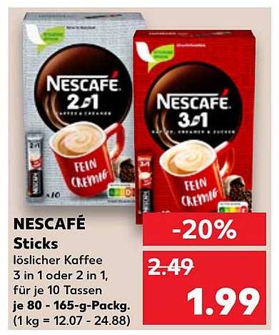NESCAFÉ Sticks - 3 in 1 oder 2 in 1