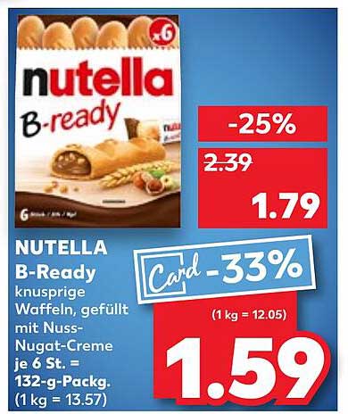 NUTELLA B-Ready knusprige Waffeln, gefüllt mit Nuss-Nugat-Creme