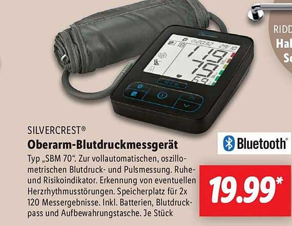 Oberarm-Blutdruckmessgerät SILVERCREST® Typ SBM 70