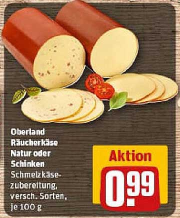 Oberland Räucherkäse Natur oder Schinken Schmelzkäse-zubereitung, versch. Sorten, je 100 g