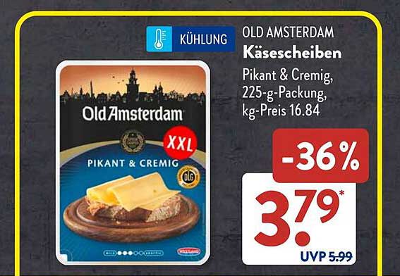 OLD AMSTERDAM Käse Scheiben - Pikant & Cremig, 225-g-Packung