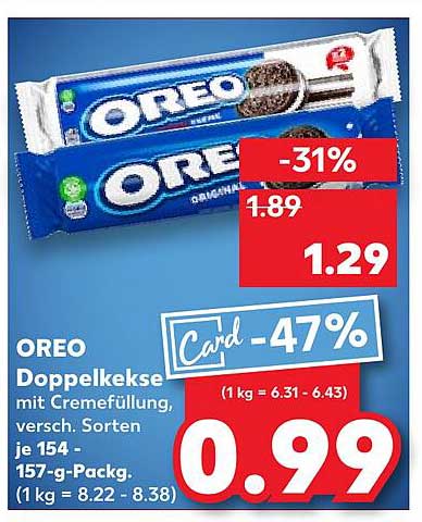 OREO Doppelkekse mit Cremefüllung, verschieden Sorten - jetzt zum Sparpreis!