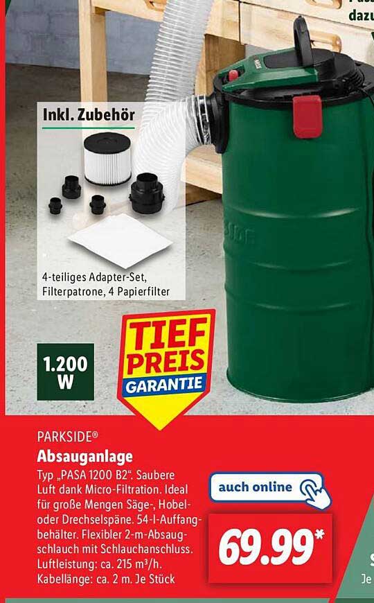 PARKSIDE® Absauganlage Typ „PASA 1200 B2“