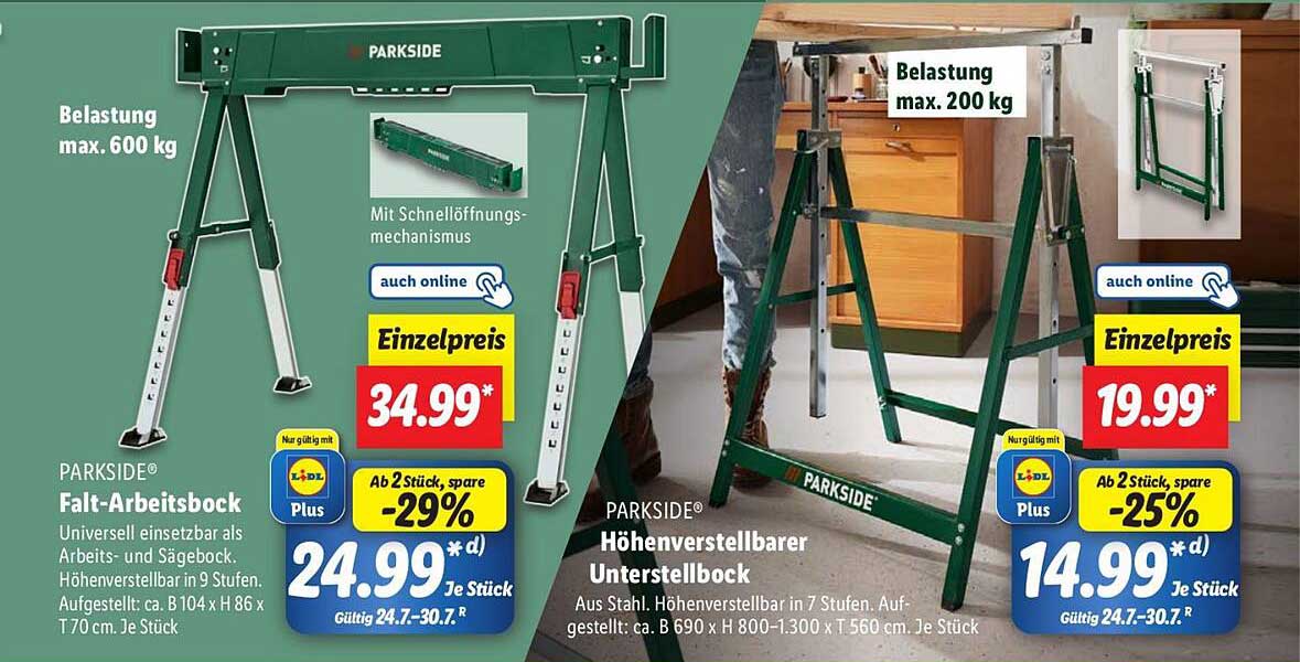 PARKSIDE® Falt-Arbeitsbock und Höheneinstellbarer Unterstellbock