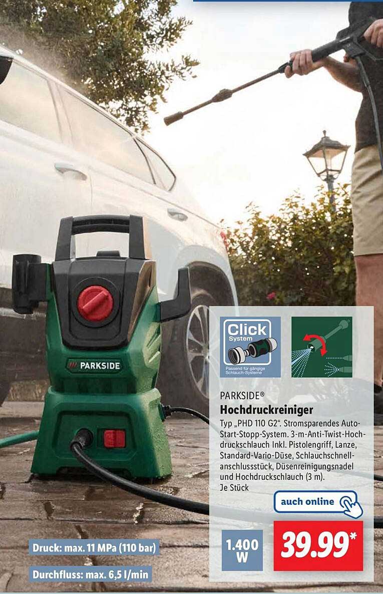 PARKSIDE Hochdruckreiniger Typ PHD 110 G2
