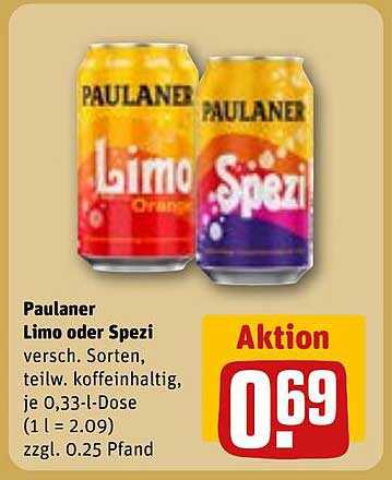 Paulaner Limo oder Spezi - verschiedene Sorten