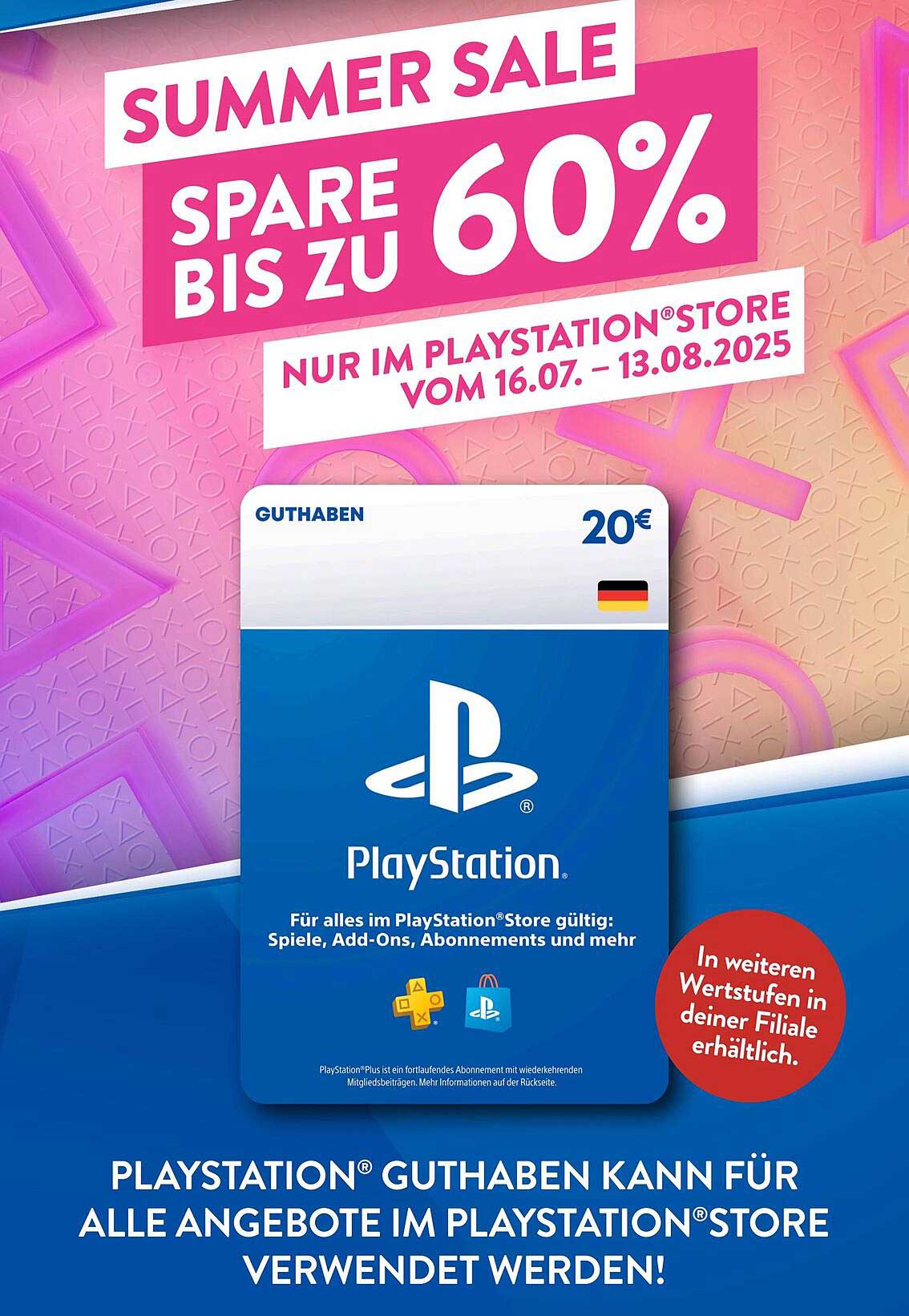PlayStation Guthaben 20€ - Sommer Sale