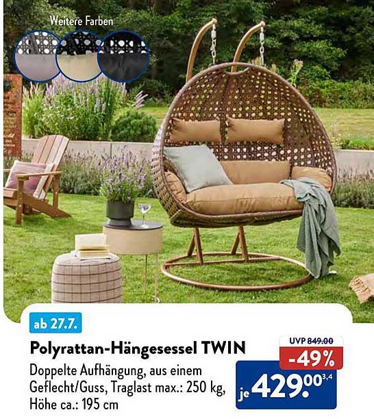 Poly Rattan-Hängesessel TWIN