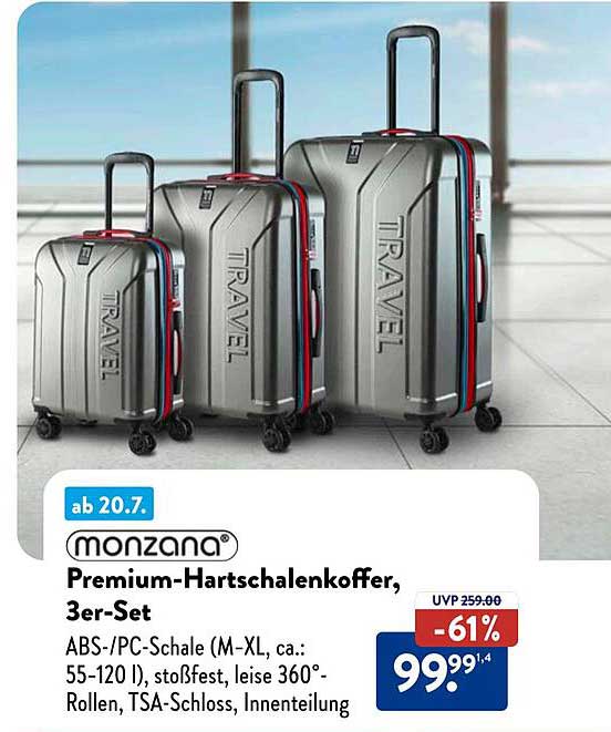 Premium-Hartschalenkoffer, 3er-Set von monzana®