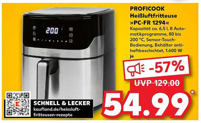 PROFICOOK Heißluftfritteuse »PC-FR 1294«