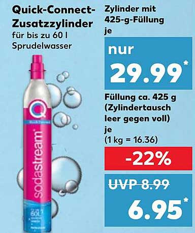 Quick-Connect-Zusatzzyinder für Sprudelwasser