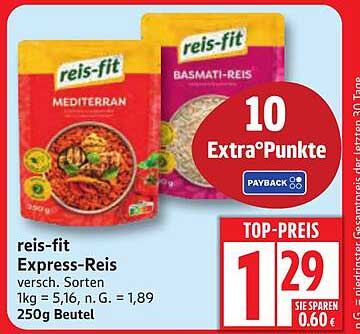 reis-fit Express-Reis verschiedene Sorten 250g Beutel