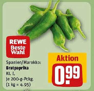 REWE Beste Wahl: Bratpaprika Kl. I, je 200-g-Pckg.